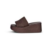 Sandália Tamanco Plataforma Feminino Corda Brown - Joana Cor:BrownTamanho:37