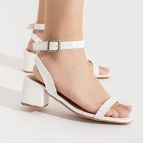 Sandália Tamanco salto alto bloco quadrado Tiras largas amarrar na perna