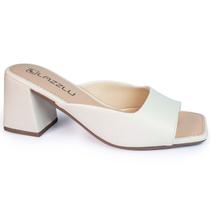 Sandália Tamanco Salto Bloco Grosso Feminino Bico Quadrado
