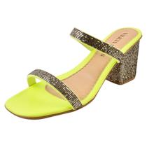 Sandalia Tamanco Salto Grosso Strass