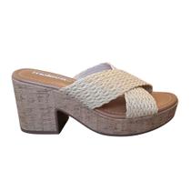Sandalia Tamanco Tira X Palha Moleca Salto Bloco Cortiça 5549.104