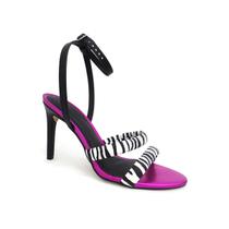 Sandalia Tanara Salto Fino Alto T6882 Zebra/Preto/Pink