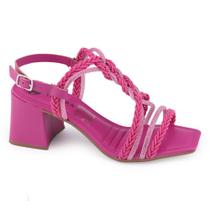 Sandália Tanara T6767 salto bloco corda trança tira strass Sandália Tanara T6767 salto bloco corda trança tira strass