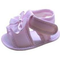 Sandália Tecido Menina Bebê Laço Cetim Rosa