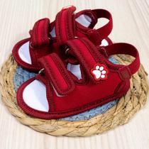 Sandália tiras autocolantes duplo vermelho para bebê