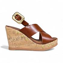 Sandalia Toda Dela A171 Anabela Cortica Fivela Salto Alto Grosso Fechado Feminino Sandalia Toda Dela A171 Anabela Cortica Fivela Salto Alto Grosso Fechado Feminino