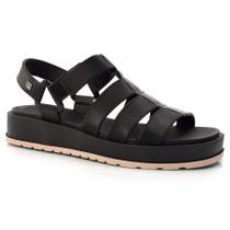 Sandália Tratorada Flatform Zaxy Conectada Preto 18421