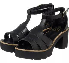 Sandália Tratorada Preto Sintético 3 Tiras Grudada Sandália Tratorada Preto Sintético 3 Tiras Grudada