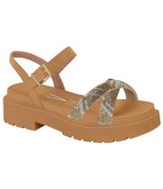 Sandalia Tratorada Vizzano Tiras Transpassadas c Strass nude/bege