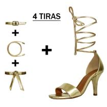 Sandália Troca Tira Salto Alto Fino Luiza Sobreira Dourada Mod. 2134-2 Sandália Troca Tira Salto Alto Fino Luiza Sobreira Dourada Mod. 2134-2