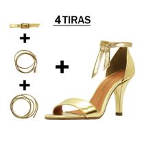 Sandália Troca Tira Salto Alto Fino Luiza Sobreira Ouro Mod. 1374-2