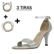 Sandália Troca Tira Salto Alto Fino Luiza Sobreira Prata Mod. 1381-2