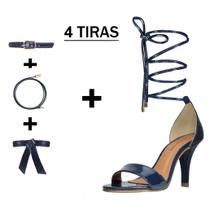 Sandália Troca Tira Salto Alto Fino Luiza Sobreira Verniz Azul Marinho Mod. 1051-2