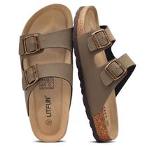 Sandália Unissex Litfun com Palmilha de Cortiça e Fivela Ajustável Taupe Sandália Unissex Litfun com Palmilha de Cortiça e Fivela Ajustável Taupe