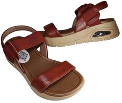 Sandália usaflex ao19003 conforto em couro com gel para esporão de calcaneo fácil calce terracota