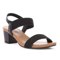 Sandália Usaflex Elástico Salto Bloco Preto - Feminino