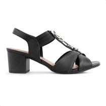 Sandália Usaflex Salto Bloco Pedraria Feminina