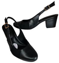 Sandália usaflex ud05006 conforto em couro preto para joanete