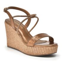 Sandália Via Marte Anabela com Strass Salto Rattan Feminino 191-004