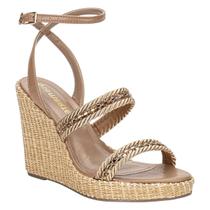 Sandália Via Marte Anabela Trançada com Tornozeleira Moderna Sandália Via Marte Anabela Trançada com Tornozeleira Moderna