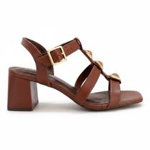 Sandália Via Marte com Tiras Largas e Salto Bloco Confortável