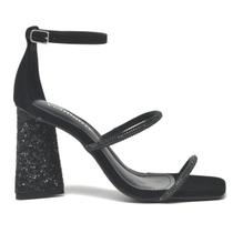 Sandália Via Marte Festa Salto Alto Bloco Tiras Nobuck Preto