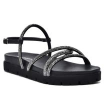 Sandalia Via Marte Papete Strass Brilho Feminina