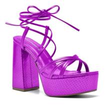 Sandália Via Marte Plataforma Com Salto Bloco