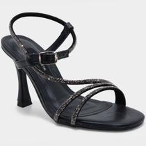 Sandália Via Marte Salto Alto Strass Feminina - Preto