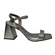 Sandália Via Scarpa Metalizada Salto Geométrico