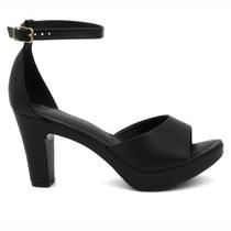 Sandália Via Uno 411003 Salto Grosso Alto Meia Pata Calcanhar Fechado Feminino