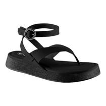 Sandalia Via Uno 803025 Flatform Baixa Dedo Conforto Fivela Feminino