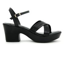 Sandália Via Uno 821005 Meia Pata Fivela Casual Salto Baixo Feminino