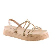 Sandalia Via Uno 837002 Papete Brilho Elastico Flatform Feminino