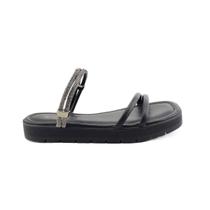 Sandalia Via Uno Plataforma Flatform Papete Feminina com Brilho Tiras Finas