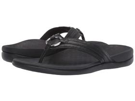 Sandália Vionic Tide Aloe Couro Preto Ortopédica US10