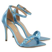 Sandália Vitória Lugo Salto Bico Folha Trança Metalizada Sandália Vitória Lugo Salto Bico Folha Trança Metalizada