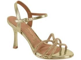 Sandália Vizzano 6552.203 Feminina Dourada com Strass Salto Fino