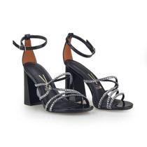Sandália Vizzano Fem Salto Alto Verniz Strass Preto 6480.203