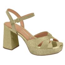 Sandália Vizzano Fem Salto Grosso Meia Pata Brilho 6472.204