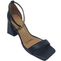 Sandália Vizzano Feminina Couro Pelica com Salto Alto 8 cm