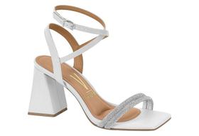 Sandália Vizzano Feminina Salto Bloco Geométrico Tira Strass Original - 6464119