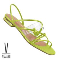 Sandalia vizzano feminina tira pvc metalizado verde / dourada / prata / pink