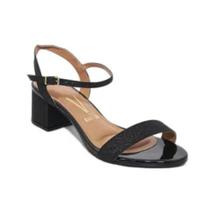 Sandália Vizzano Feminino Salto Bloco Glitter Preto Glamour