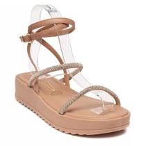 Sandália Vizzano Flatform Anabela Plana Feminina - Nude