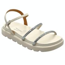 Sandália Vizzano Flatform Com Strass Feminina - off white