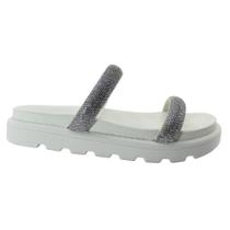 Sandália Vizzano Flatform Strass Papete Feminina Apedrejada