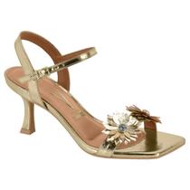 Sandália Vizzano Flores Metalizada Salto Fino Médio 6536.208