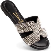 Sandália Vizzano Rasteira H Trilho Strass Pedraria Original Sandália Vizzano Rasteira H Trilho Strass Pedraria Original