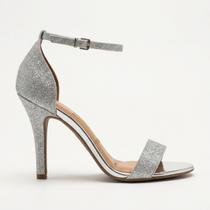 Sandália Vizzano Salto Alto Glitter Prata